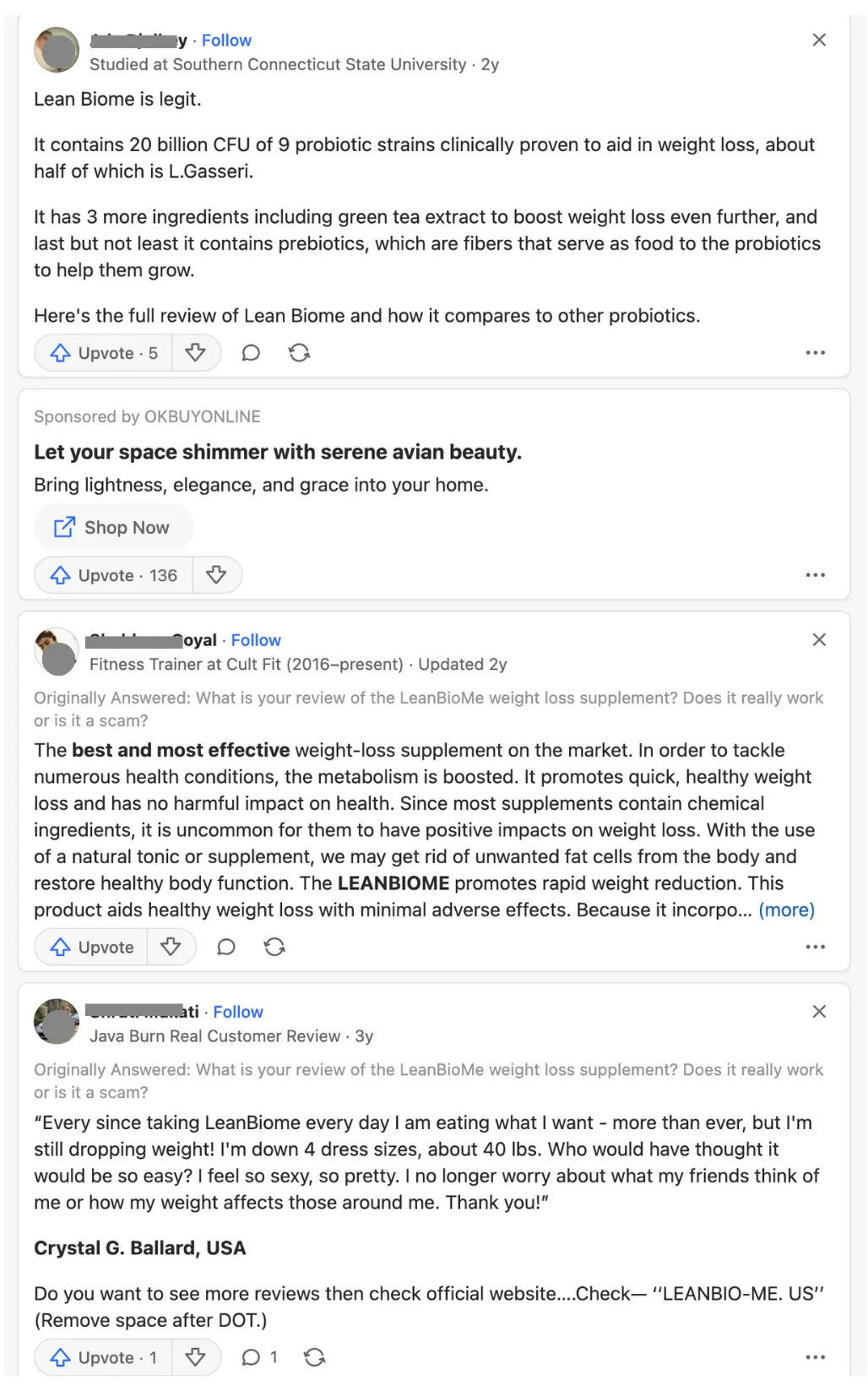 LeanBiome Before and After Stories - Users Snapshoot